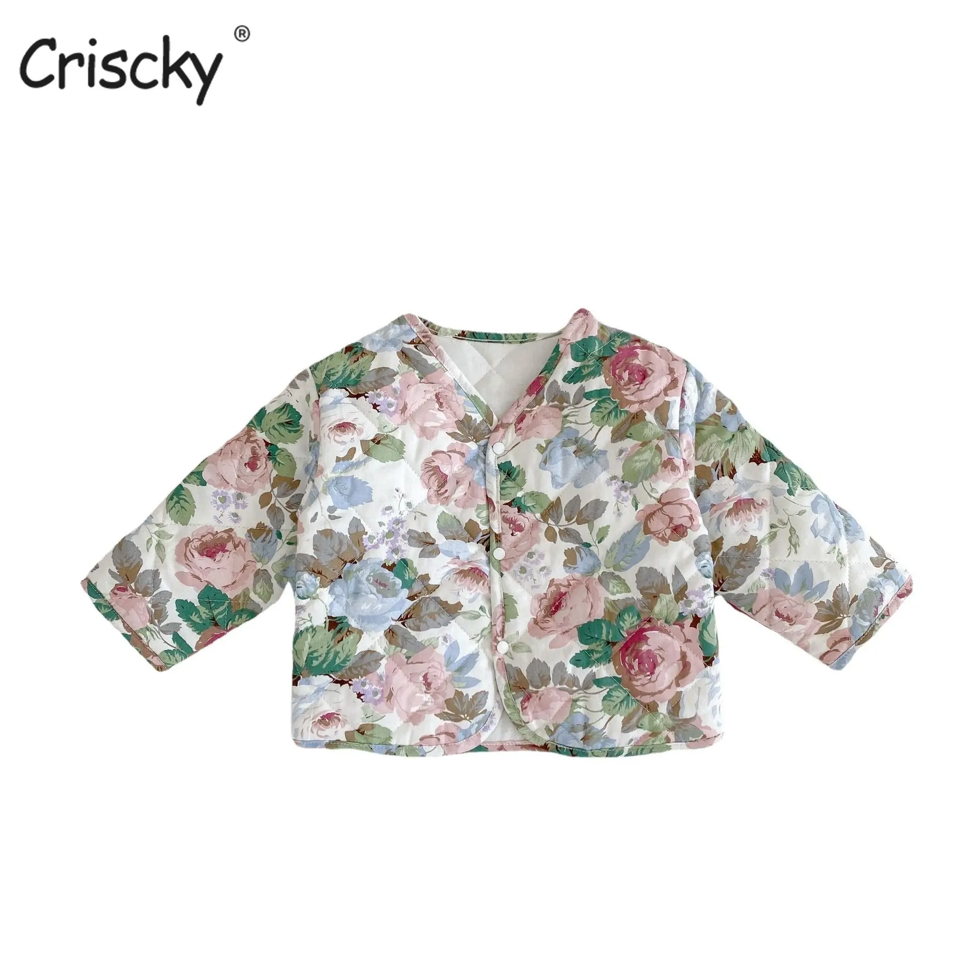 

Criscky Children's Cotton Floral Coats Thicken Warm Clothes Baby Girls Single Breasted Jacket Toddler Kids Girls Winter Outwear