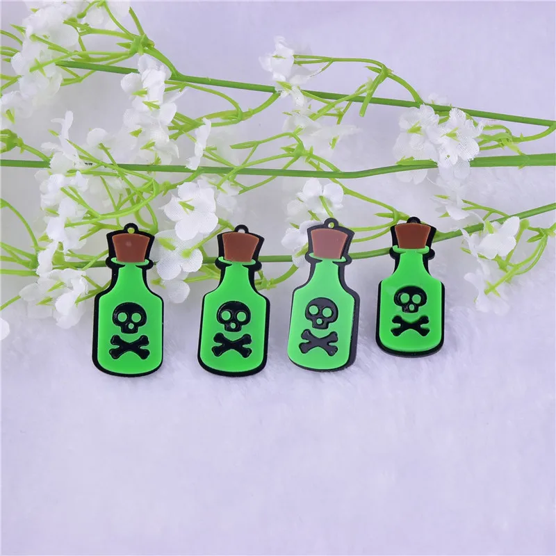 10 шт./упак. ядовитая бутылка Череп акриловые подвески серьги брелок ожерелье