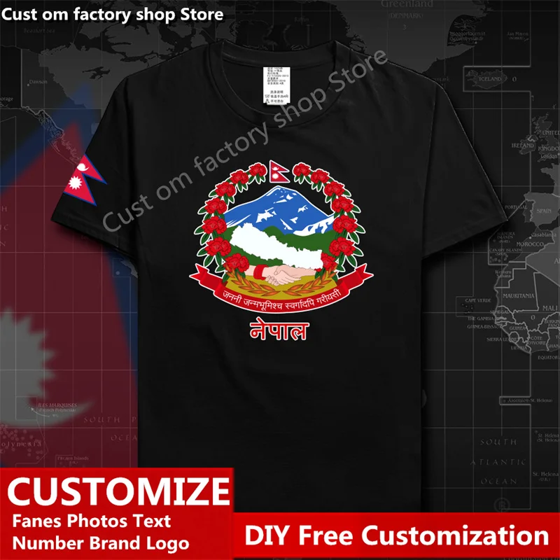 

Nepal NPL Country Flag ​T shirt DIY Custom Jersey Fans Name Number LOGO Cotton T-shirts Men Women Loose Casual Sports T-shirt