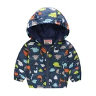 Куртка детская Водонепроницаемая на молнии с капюшоном и принтом динозавра