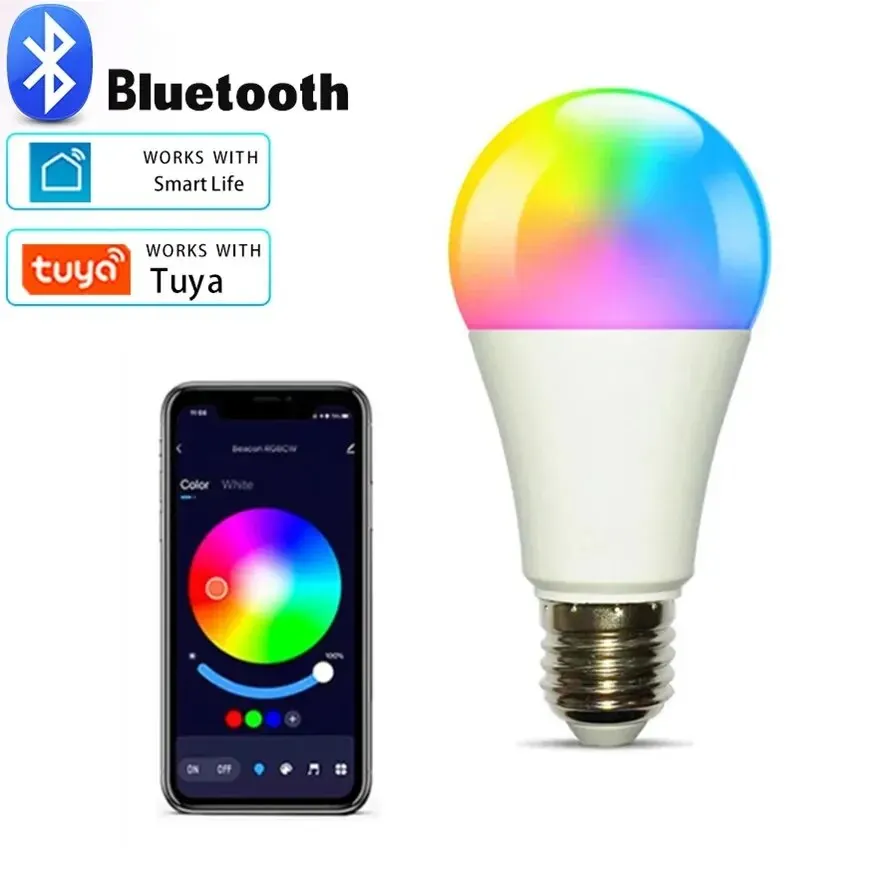 

E27 Беспроводная Bluetooth-умная Лампа С Управлением Tuya Регулируемая Яркость 9 Вт RGB + CW + WW Светодиодная Лампа
