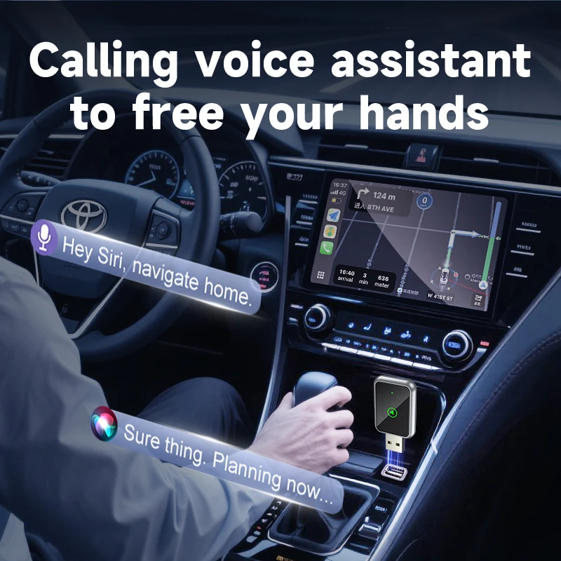 Фото Беспроводной адаптер CarPlay и Android Auto 2-в-1: Wi-Fi Type-C/USB, Plug & Play №4