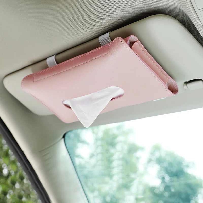 Automobile Tissue Bag Car Carried Sunshade Paper Drawer Leather Car Tissue Box Creative Cartoon Armrest Box Paper Drawer