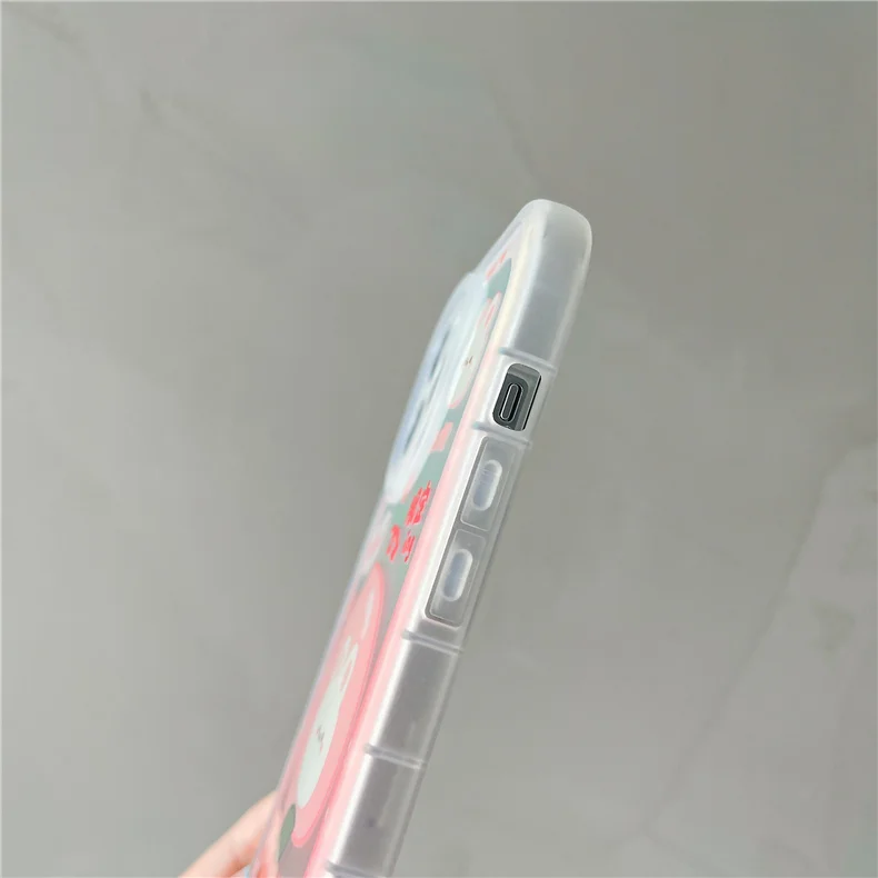 Luxury Laser Glitter Phone Case for IPhone 14 13 12 11 Pro Max XR XS 7 8 Plus X Cute Cartoon Bear Rabbit Soft Back Cover Shell