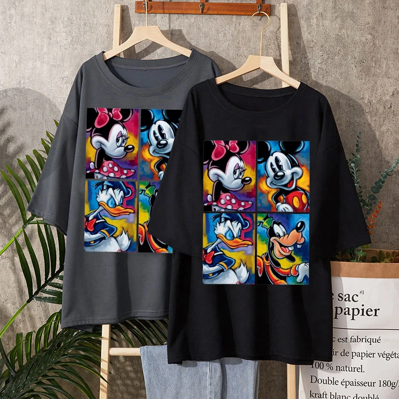 Новинка футболка с принтом Минни Маус летняя женская коротким рукавом топ для