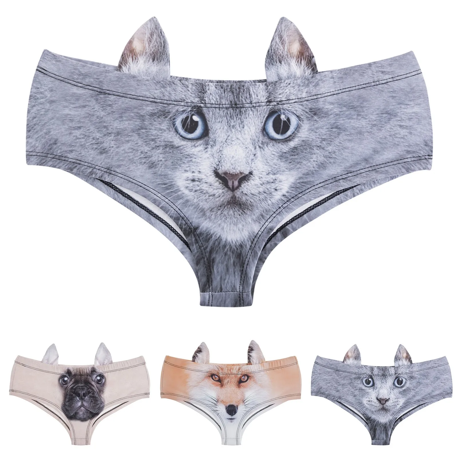 Женские трусы сексуальные забавные с 3D рисунком женские милыми ушками модное