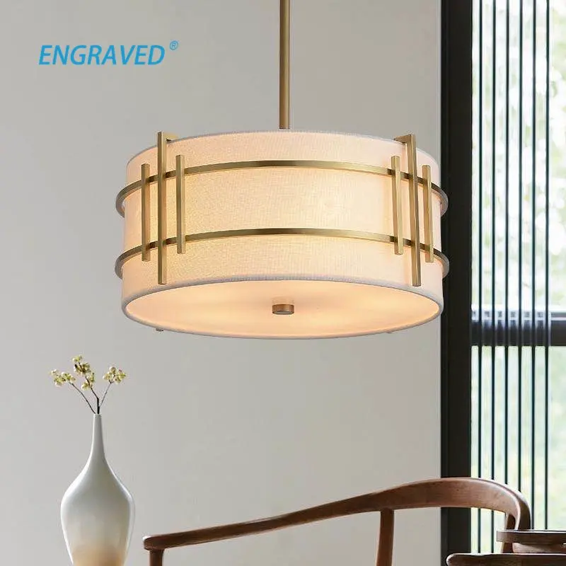 Art Fan Light Luxury New Chinese Style All Copper Ceiling Lamp Classic Dining Room Simple Tea Hallway Night Stand |