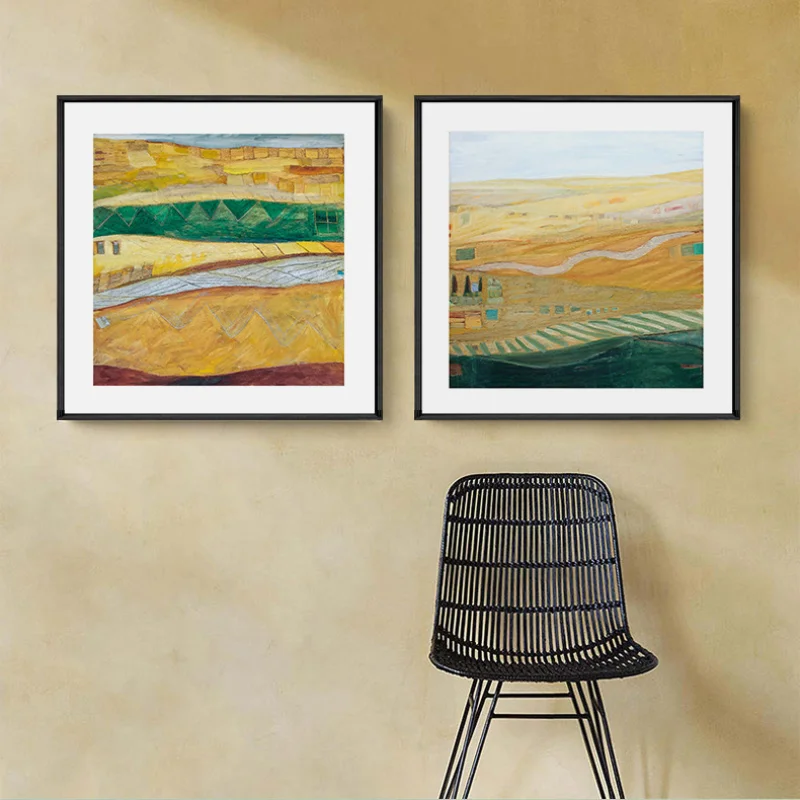 

Landscape Pastoral Girl Bedroom Decoration Wall Paintings Living Room Travel Decor Minimalist Gold Decor Poster