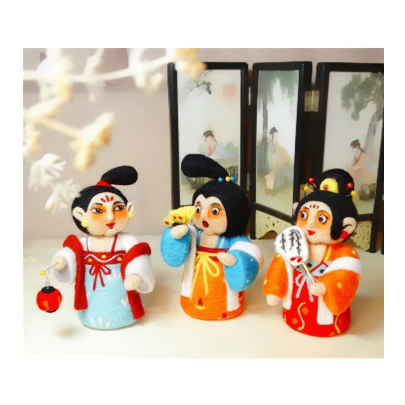 

Han and Tang dolls wool felt needle felting decoration craft needlecraft DIY gift idea