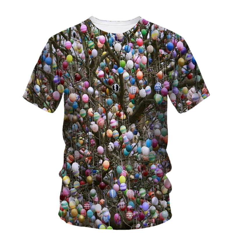 Новые летние футболки унисекс с рисунком пасхальных яиц модные повседневные