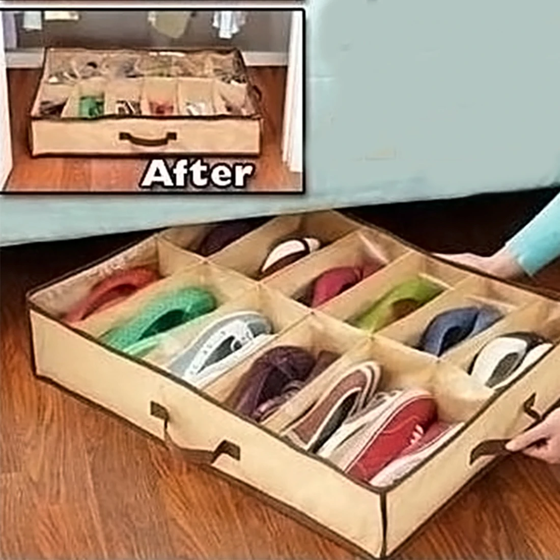 

Nonwoven Transparent Creative Shoes Cabinet Dust-Proof 12 Grids Shoes Storage Bag Shoes Organizer Holder Box Under Bed Closet