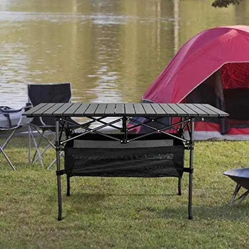 

Outdoor Folding Portable Picnic Camping Table, Aluminum Roll-up Table with Easy Carrying Bag for Indoor,Outdoor,Camping, Beach,B