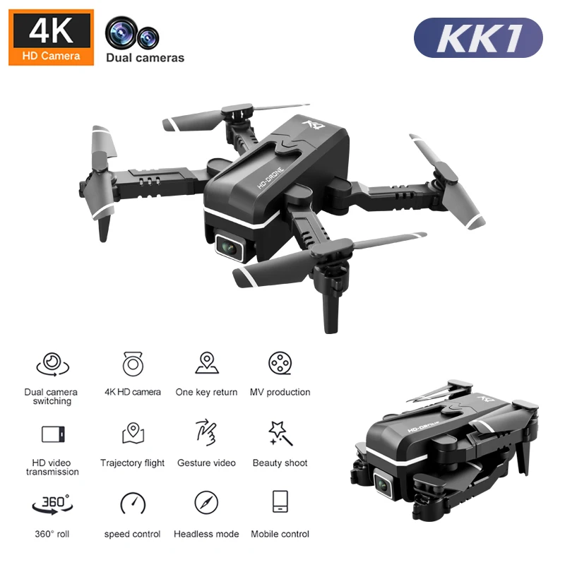KK1 Drone 4K Profesional HD Camera 2-Axis Gimbal Anti-Shake Aerial Photography Brushless Foldable Quadcopter 1.2km