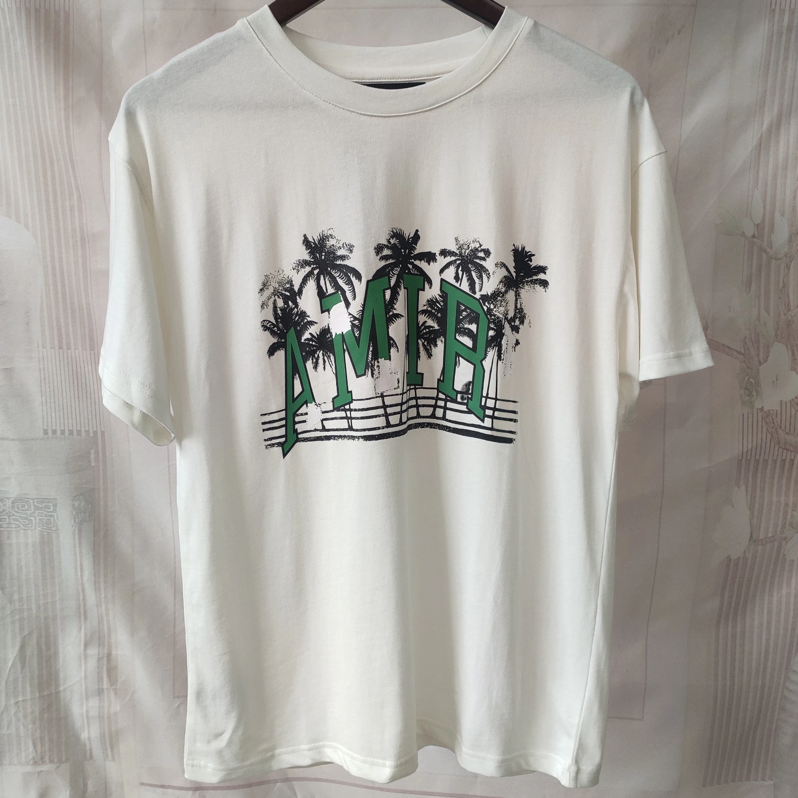 

Spring Men Coconut Tree Letters Pattern Print MenT-shirt Short-sleeved O-Neck Top For Men Social Club Outfits Tee Shirt Homme