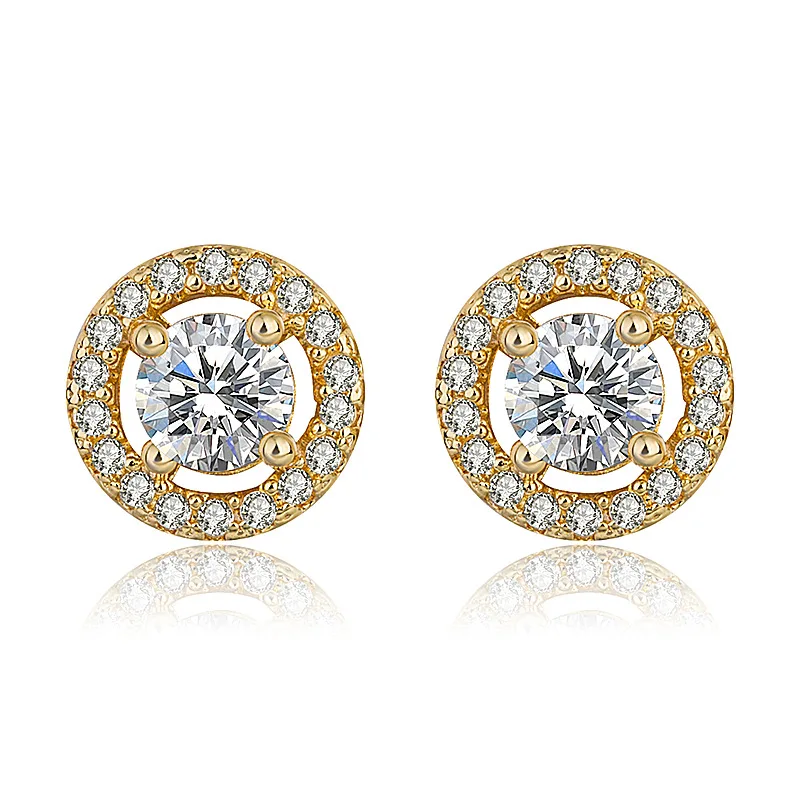 Delysia King   High-end jewellery full  zircon super flash earrings round full diamond earrings