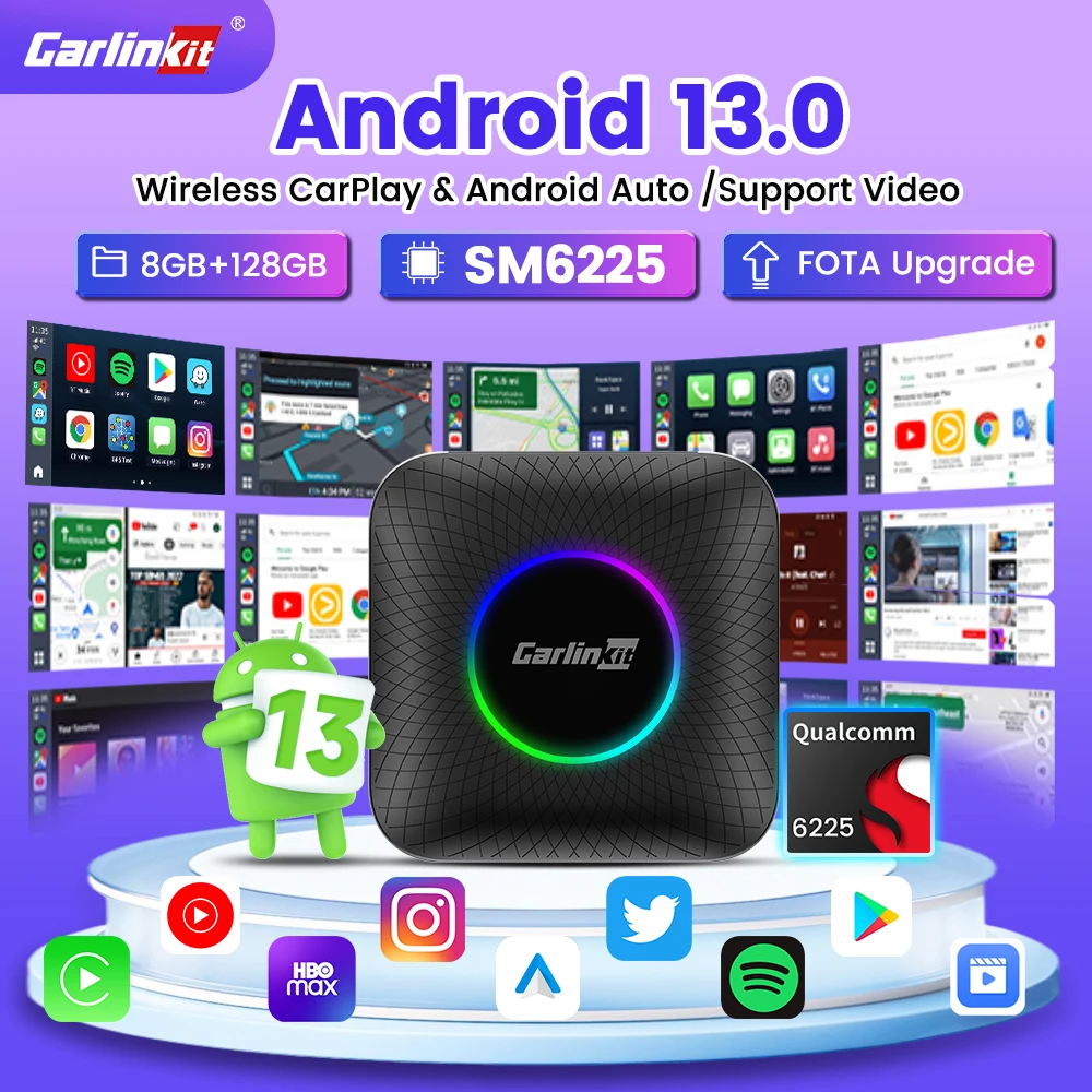 Carlinkit Smart Ai Box Android13 Автомобильный беспроводной адаптер 8-ядерный процессор 4 ГБ ОЗУ