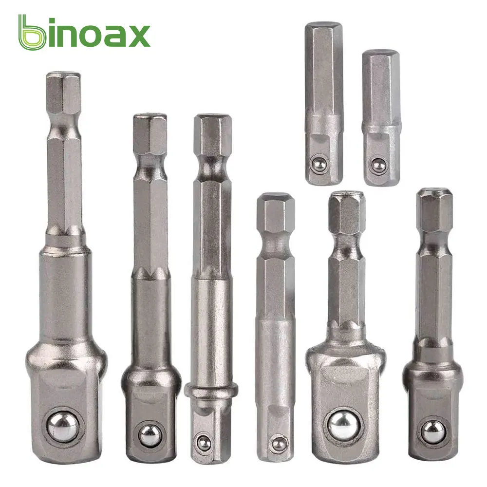 

Binoax 8Pcs Impact Grade Socket Adapter Set Hex Shank Wrench Drive Power Drill 1/4" 3/8" 1/2" Quick Change Extension Bit Adaptor
