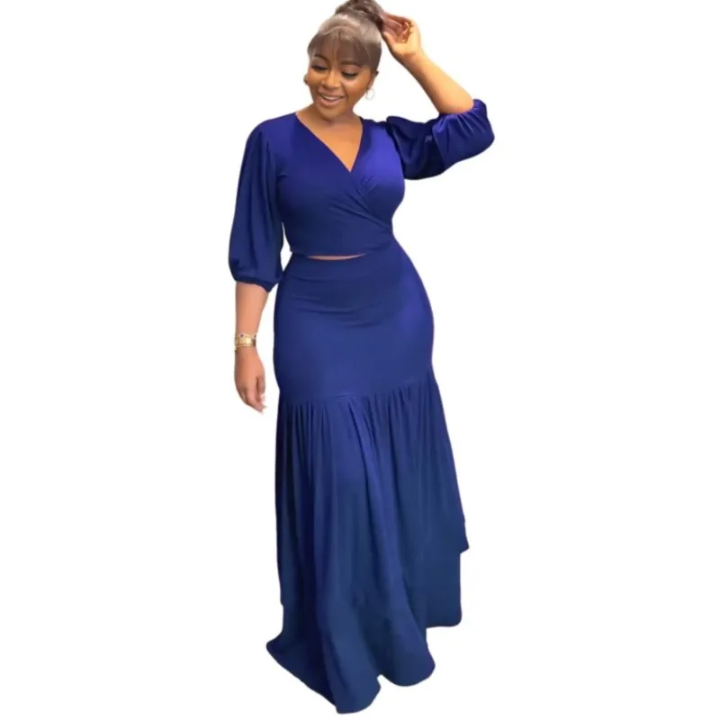 

Two 2 Piece Women Skirt Sets 2023 Summer Autumn New Top High Waist Skirt Long Skirt Sheath Matching Fashion Outfit Elegant Party