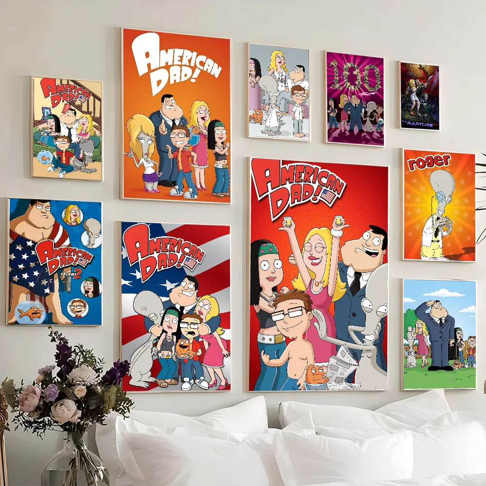 Забавный а-американский мультфильм D-Dad самоклеящийся художественный постер