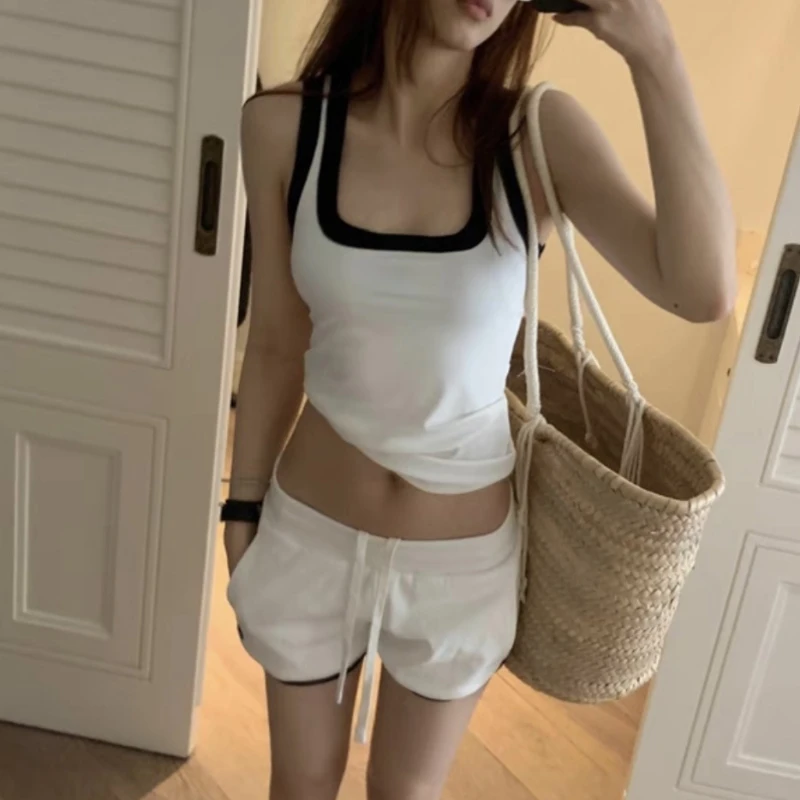 

Женский жилет с U-образным вырезом, универсальный топ без рукавов в стиле ретро, лето 2023