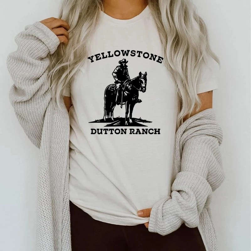 

Футболка для ТВ-шоу, женская футболка с двойным ранчо, Cowboys, классные футболки в западном стиле Cowgirl, стиль Харадзюку, стандартная винтажная о...