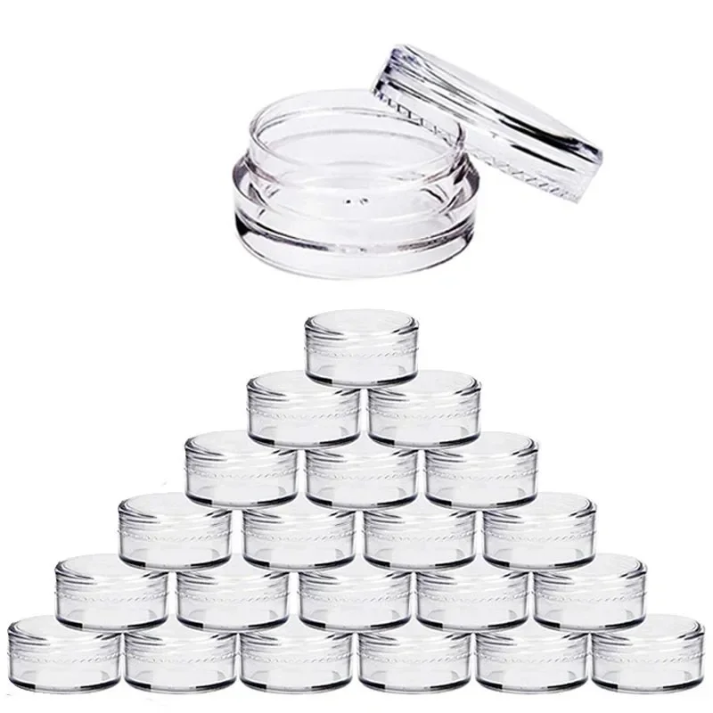 

50Pcs 2.5ML Empty Plastic Cosmetic Makeup Jar Pots Transparent Sample Bottles Eyeshadow Cream Lip Balm Container