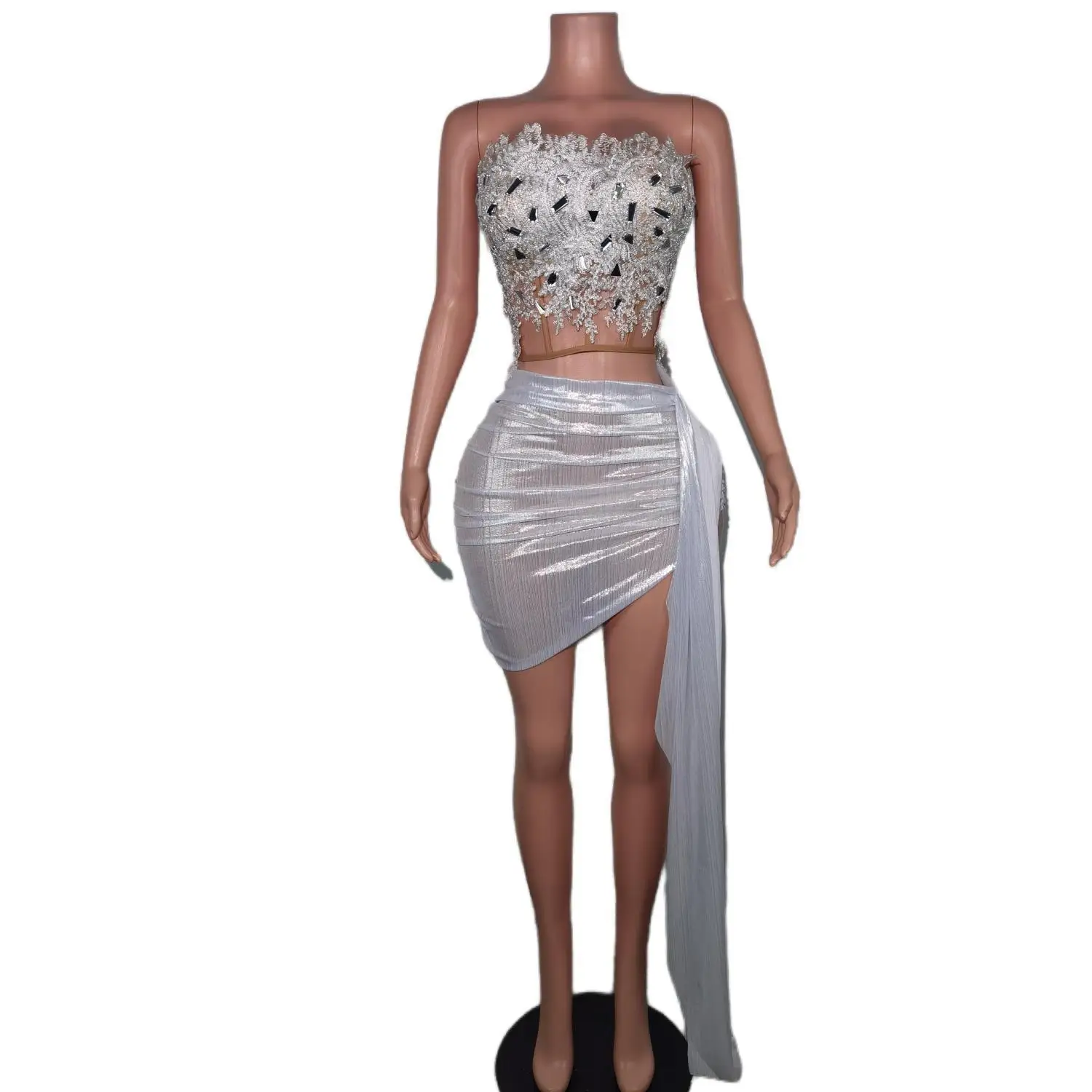 Модная женская одежда Ocstrade корсет с блестками топ белая юбка сценическая