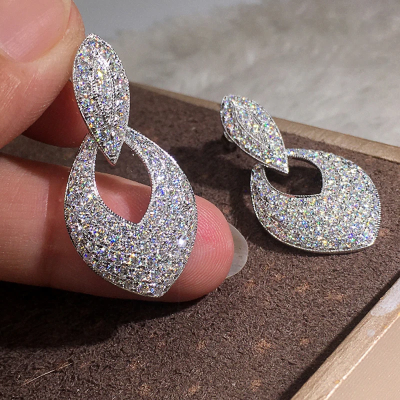 

New Bling Silver Color Drop Earrings for Women Temperament Accessories Wedding Engagement Trends Eternity Jewelry 2023