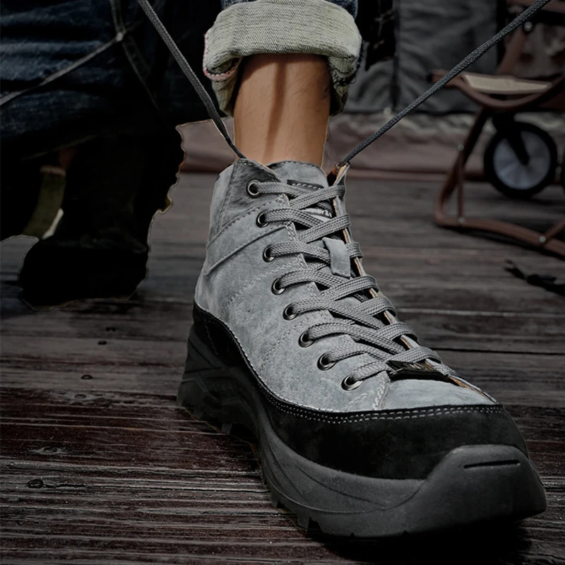 Xiaomi SALUDAS Men Leather Casual Boots Outdoor Camping Travel Hiking Shoes Waterproof Winter Boots Fashion Luxury Sneakers Male