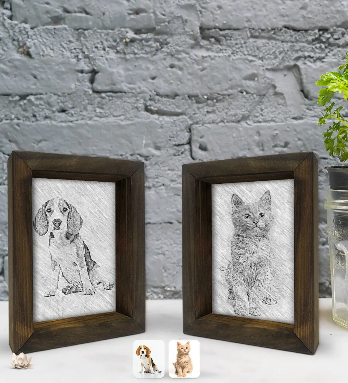 

Декоративная рама из натурального массива древесины 2-дюймового древесного угля для домашних животных doтрюудзы, 15x20 см-1