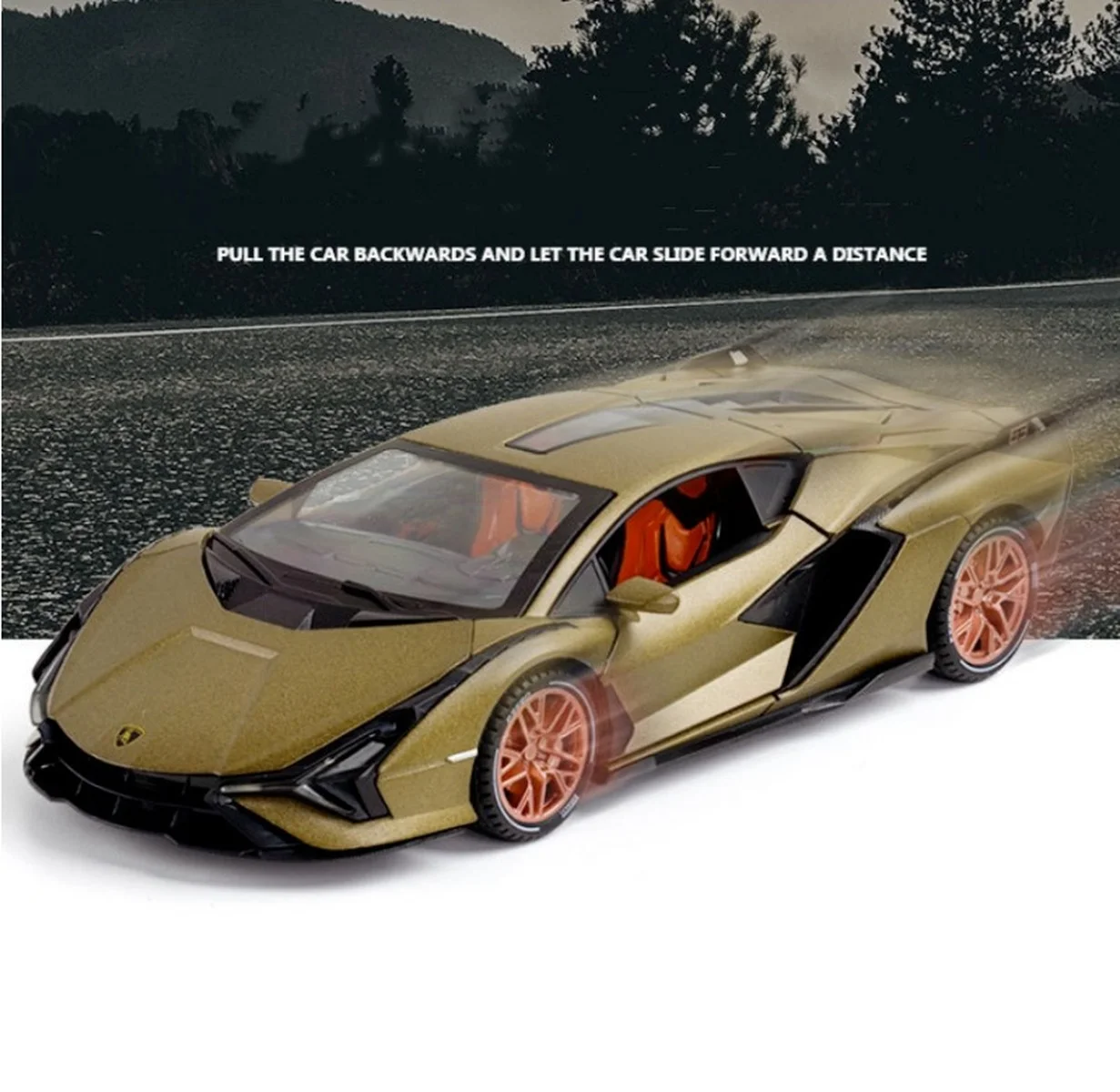 

Модель автомобиля Lamborghini SIAN Die-Cast из сплава со звуком и светом, 1:24