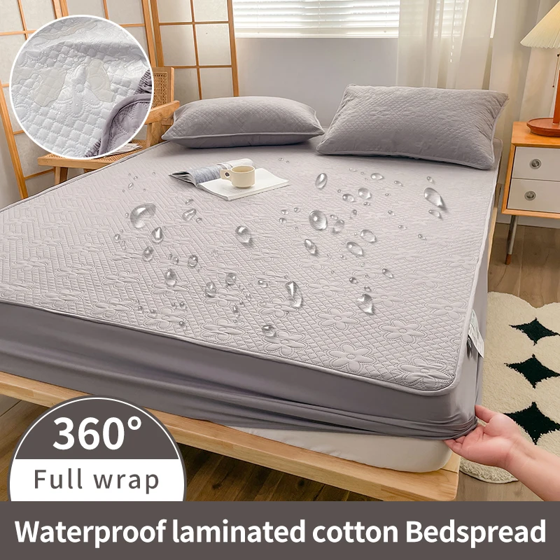 

Raw Cotton Waterproof Quilted Fitted Sheet160x200,Single-Piece Mattress Protector Cover,Class A Maternal Child Grade