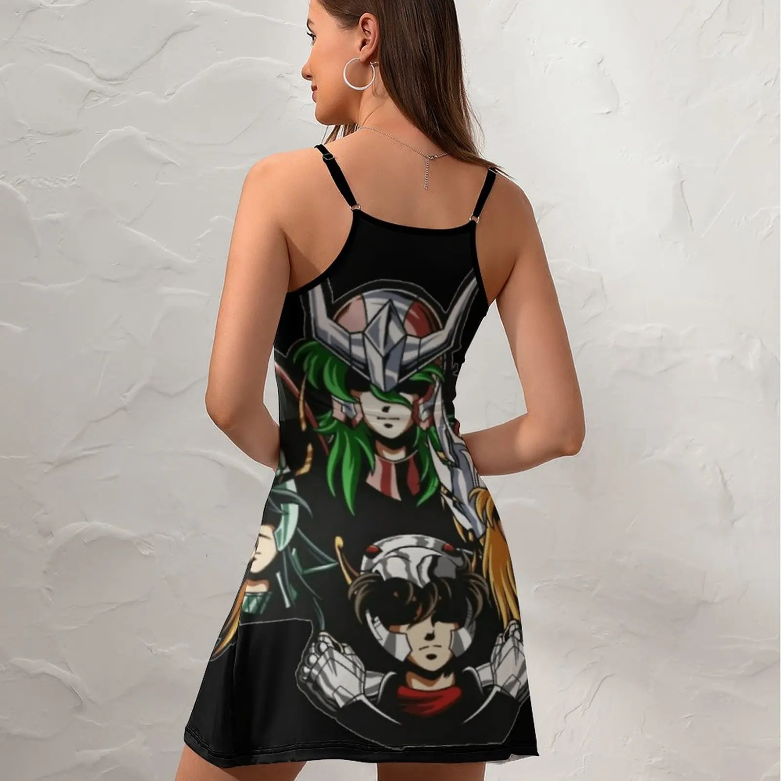 Женское платье на бретельках Saint Seya Le классическое пикантное с смешным рисунком