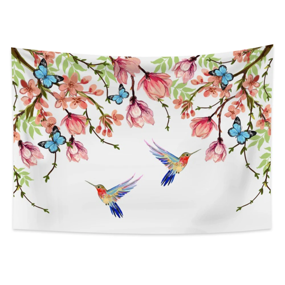 

Весенние цветы и птицы, настенная подвеска, психоделический эстетический гобелен, гостиной, эстетическое украшение для дома