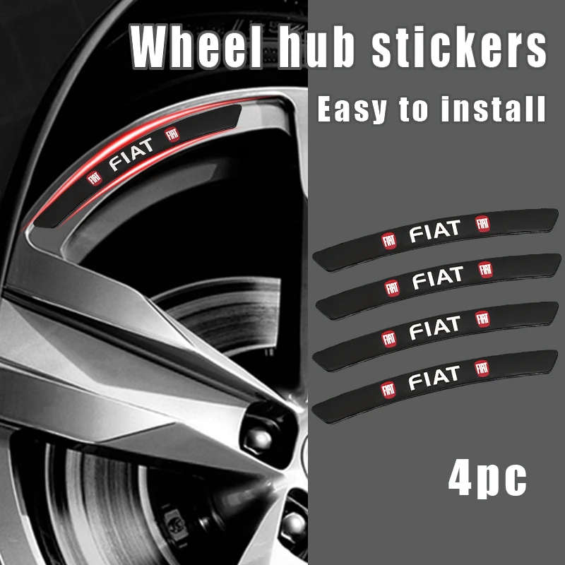 

4pc 3D Aluminum Car Emblem Badge Wheel Hub Rim Sticker Decals For FIAT 500 Punto Ducato Palio Stilo Tipo Argo Grande Panda Bravo