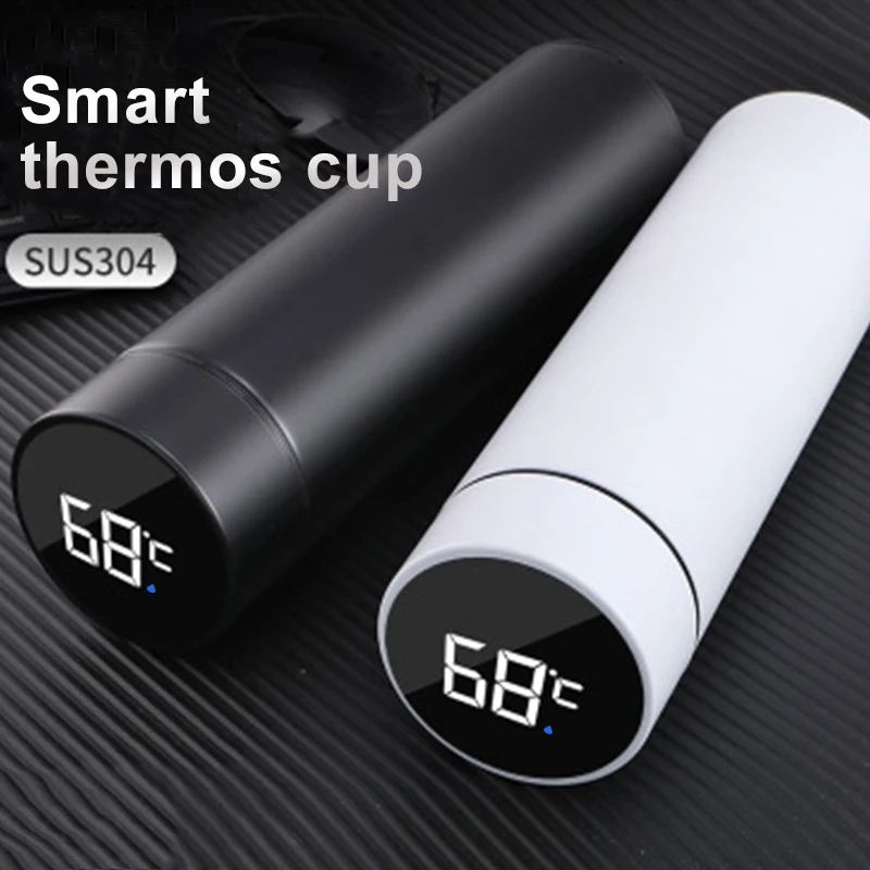 

Portable High-End Stainless Steel Vacuum Cup Creative Smart Insulation Bottle Student High-Value Accompany Bring Own Thermos Mug