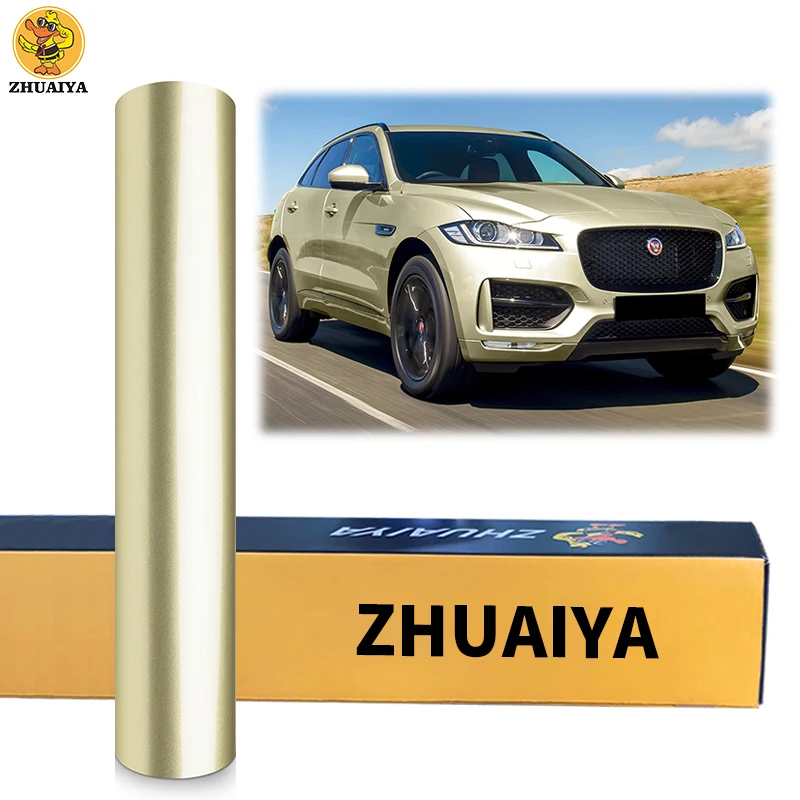 

Блестящая виниловая пленка ZHUAIYA 1,52x18 м цвета шампанского, блестящая металлическая блестящая ткань без пузырьков, технология выпуска воздух...