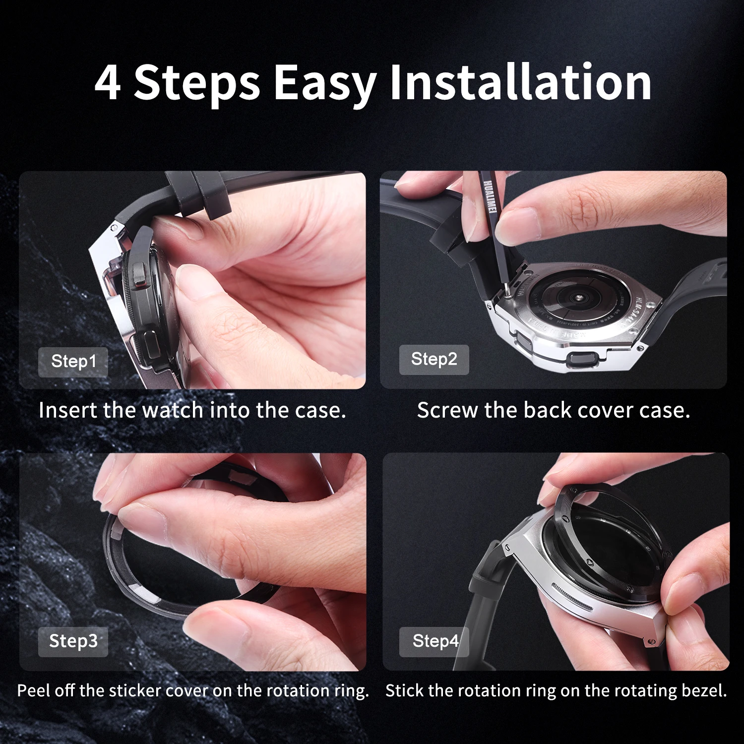 Zinc Alloy Case Premium Soft Silionce Band for Samsung Galaxy Watch 4 Classic 46mm Metal Rotatable Bazel Cover Kit Accessories