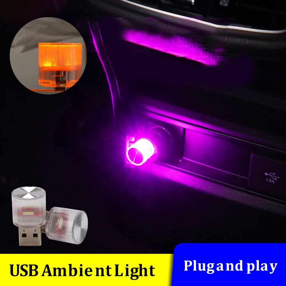 

Мини USB автомобильный окружающий свет, красочная вспышка, светодиодная атмосферная лампа, портативный Plug Play, Автомобильный интерьер, декора...