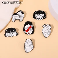 divisive face enamel pins goth organ heart punk custom brooches women men lapel badges jewelry gift for friends free shipping