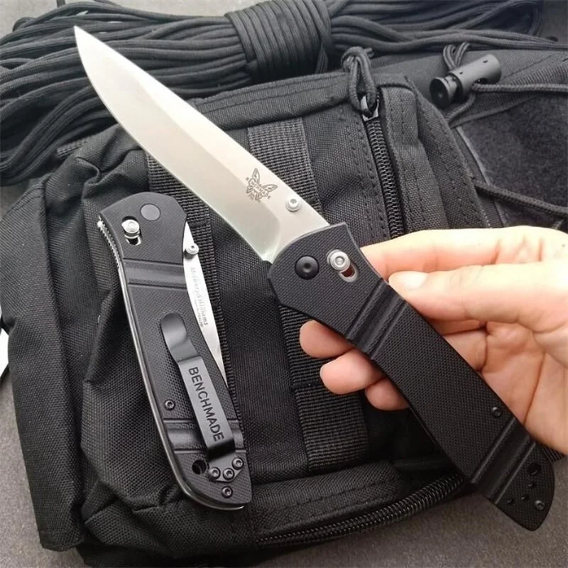 

High Quality Outdoor Tactical Folding Knife High Hardness Benchmade 710 D2 Blade G10 Handle Self Defense Safety Pocket Knives