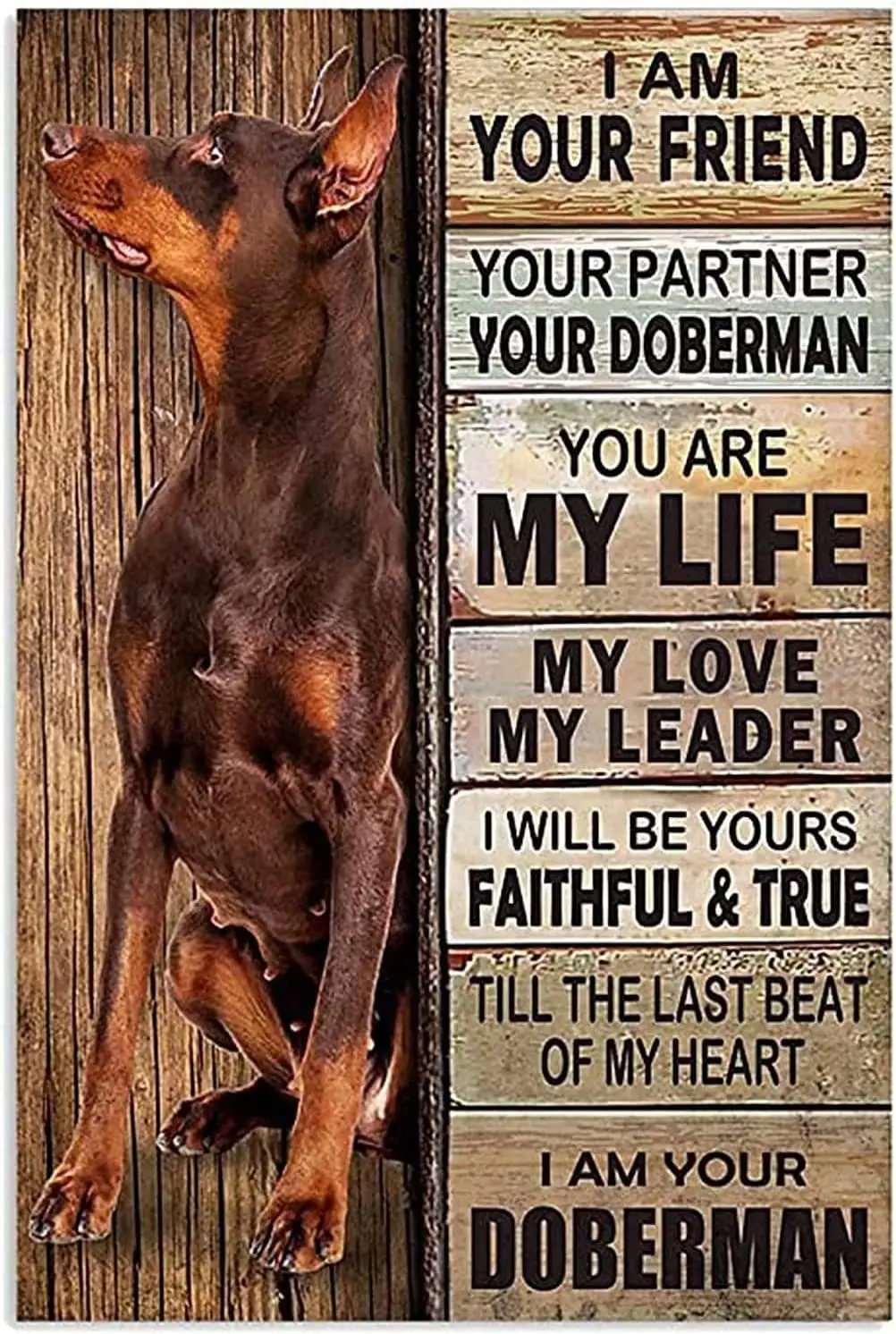 

Doberman Dog Metal Tin Signs I Am Your Friend Your Partner Funny Poster Cafe Living Room Home Art Wall Decoration Plaque Gift