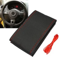 car steering wheel 38cm braid cover needles and thread artificial leather covers suite 3 color diy texture soft auto accessories