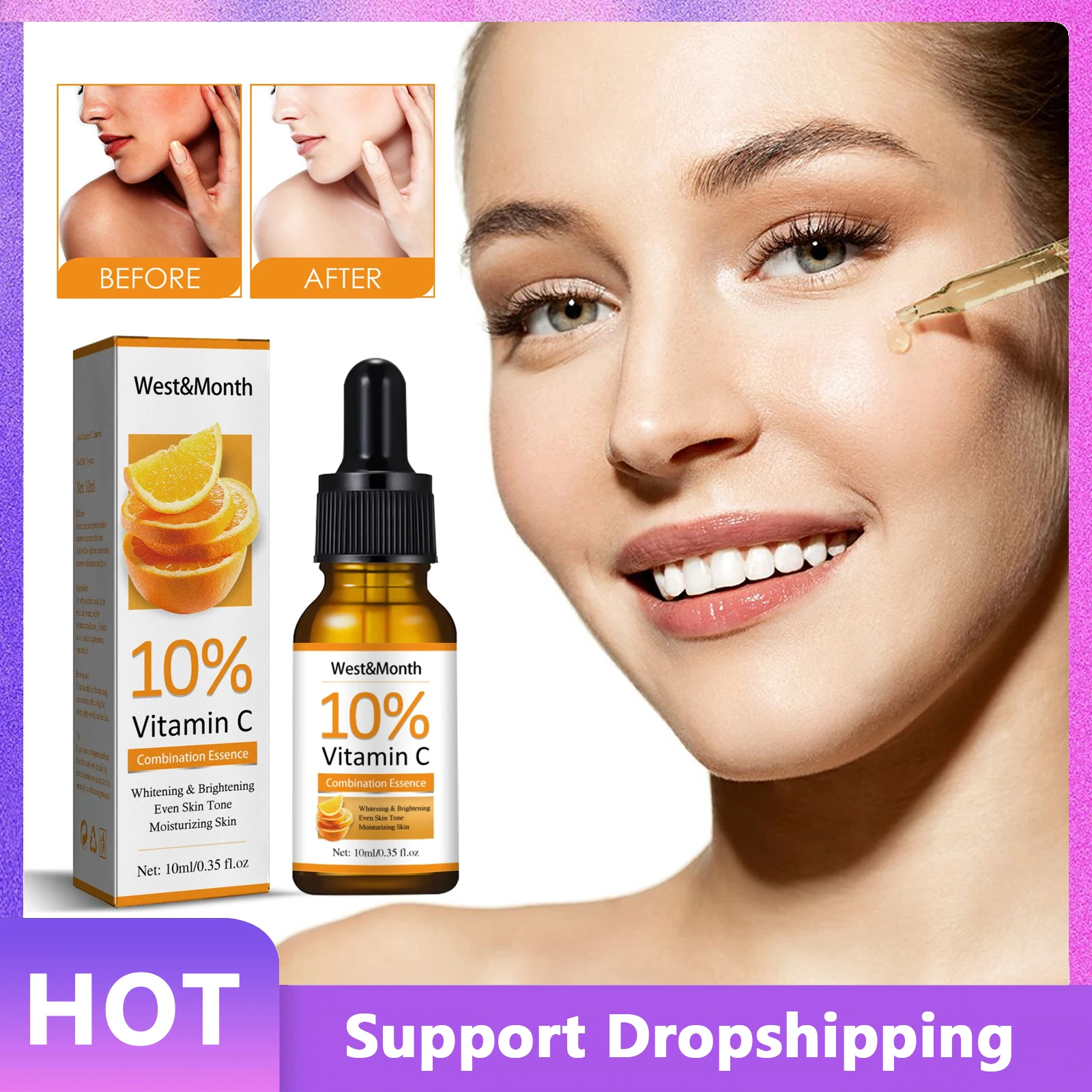 

Vitamin C Serum Moisturizing Brightening Anti Wrinkle Acne Serum Pore-shrinking Whitening Anti-aging Facial Essence Skin Care