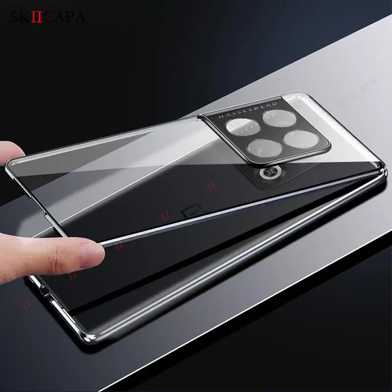 for oneplus 10 pro magnetic adsorption tempered glass phone case for one plus 10 pro 5g 360 double sided transparent flip cover free global shipping