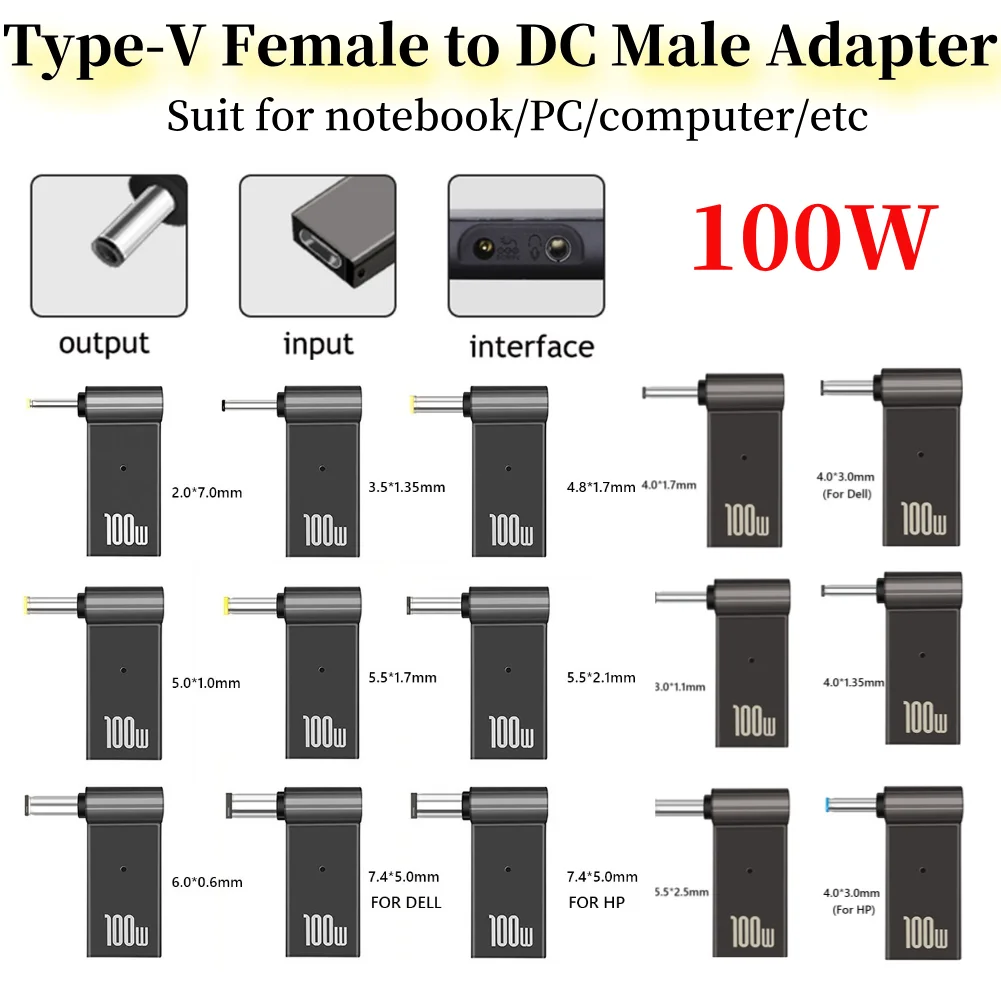Преобразователь разъема PD USB Type-C Мама в папа постоянного тока 100 Вт для ноутбуков