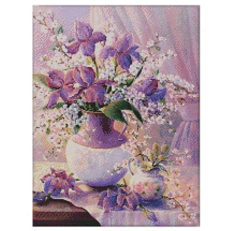 

Набор для вышивки крестиком 14 карат, набор для ручной вязки «сделай сам», украшение для дома, фиолетовая ваза с рисунком подсолнуха