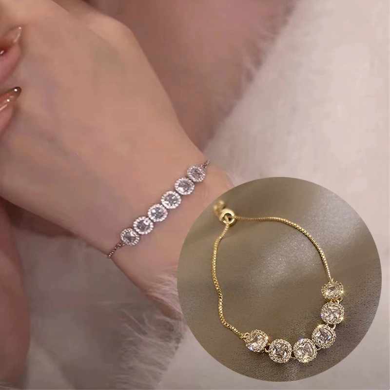 

Silver Bracelet Cubic Zirconia Women Wedding Jewelry Crystal Bangle Gifts