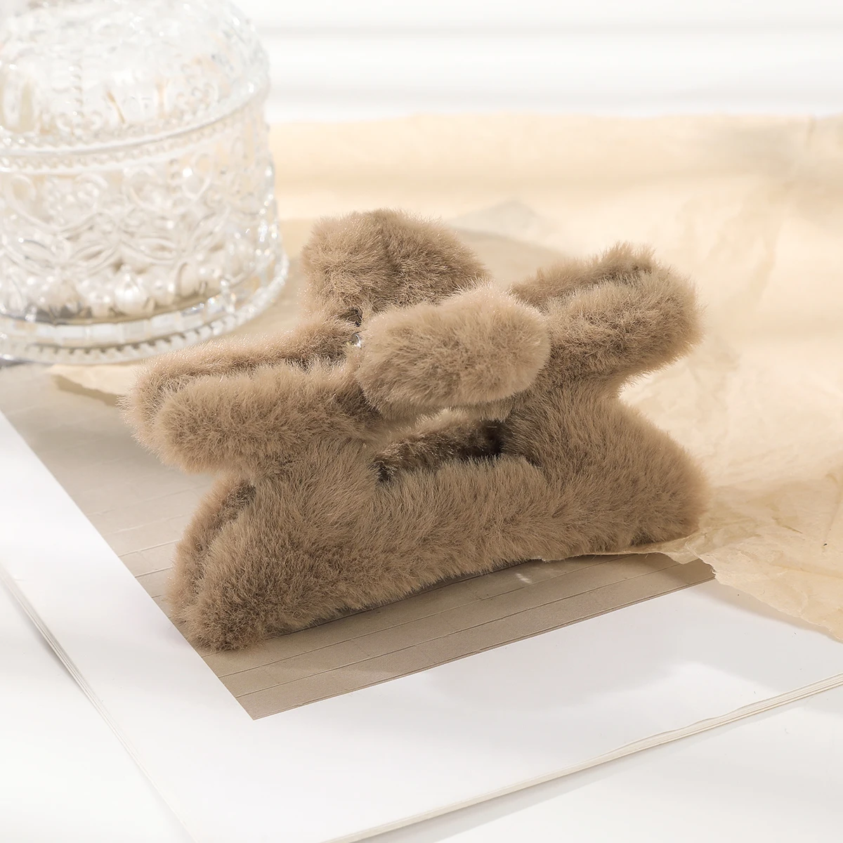 Новые зимние заколки для волос из искусственного меха элегантные полые