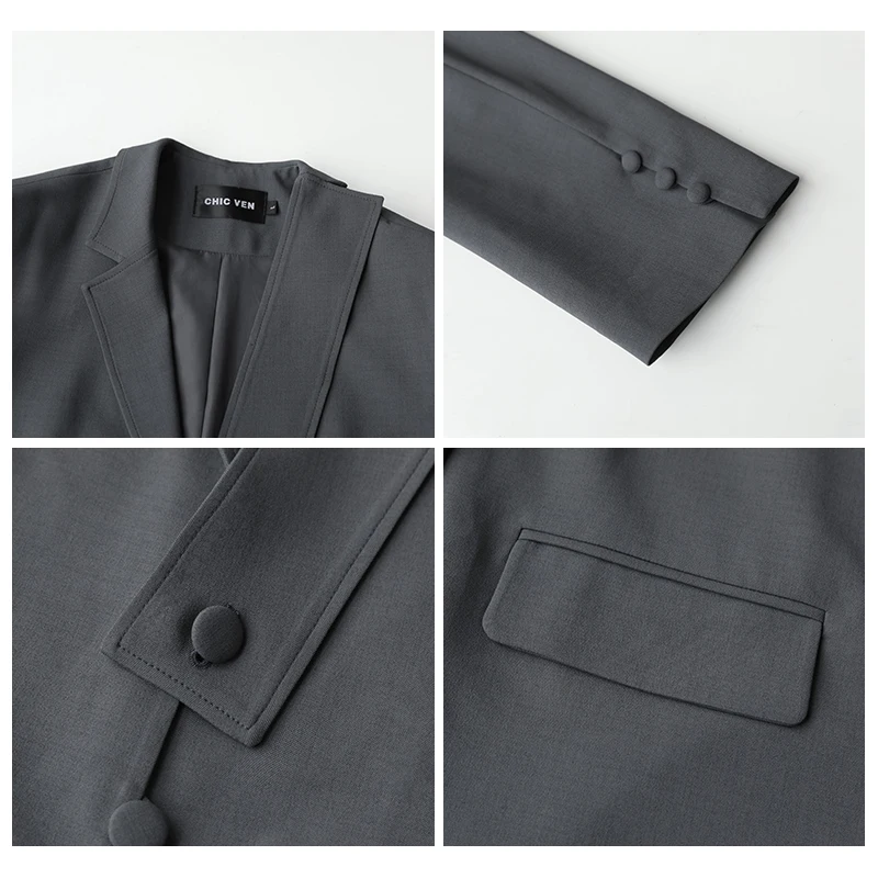 Женский короткий Блейзер в Корейском стиле Простой повседневный однотонный